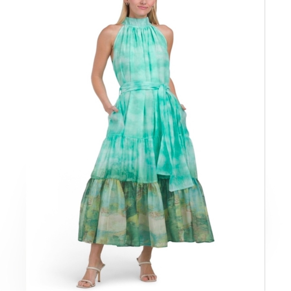Elegant Blue Halter Maxi Dress
